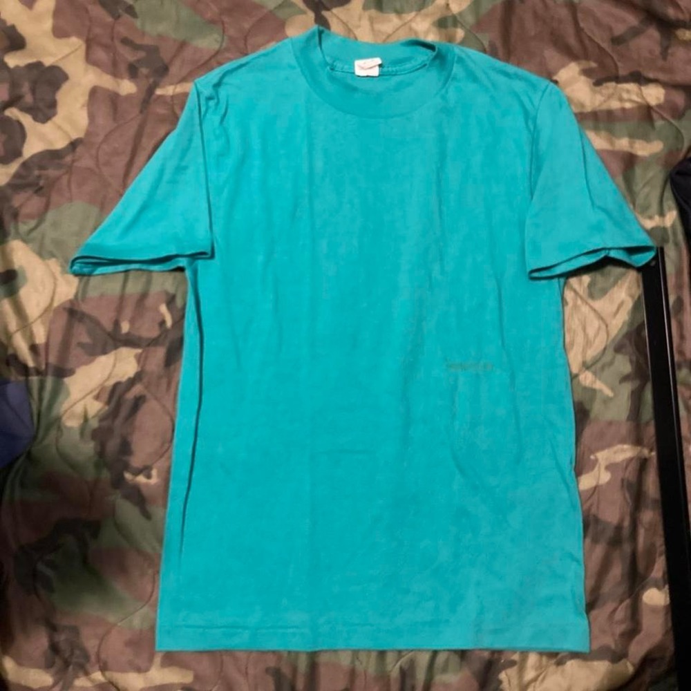 Vintage 80s Lexington‎ 50/50 blend coral green tee single stitch size M/17
